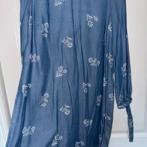 Blue Floral Long Sleeve Dress